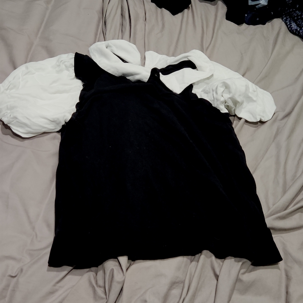 White and black shirt